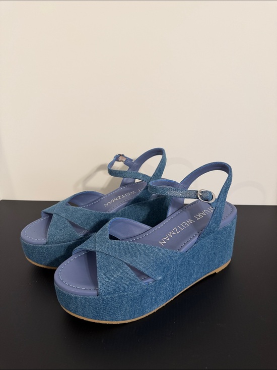 Stuart Weitzman Shoes - Stuart Weitzman Women Denim Blue Platform Sandals
